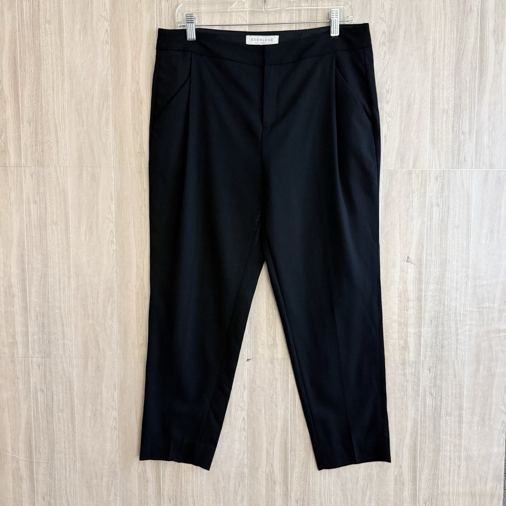 Everlane Pants Women 8 Black 100% Wool Cropped Ankle Dress Trouser Preppy Office